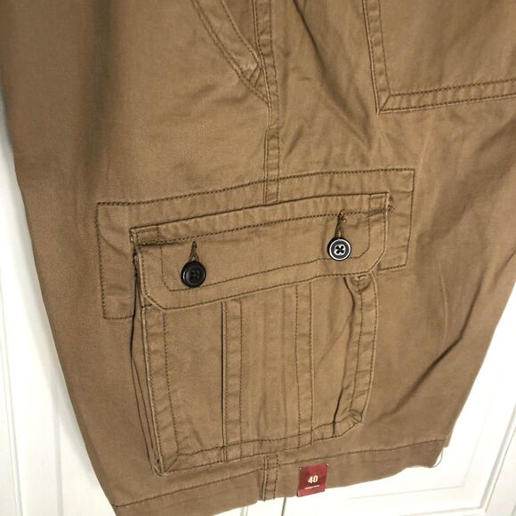 Men's Arizona Jean Co. Cargo Shorts Khaki Size 40 100% Cotton Button Pockets NEW - Picture 9 of 10